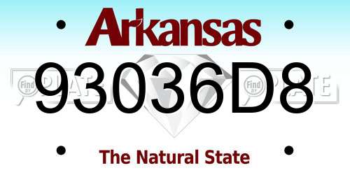 93036D8 Arkansas License Plate