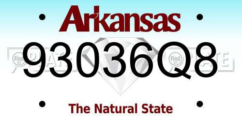 93036Q8 Arkansas License Plate
