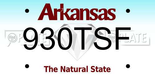930TSF Arkansas License Plate