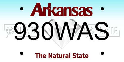930WAS Arkansas License Plate