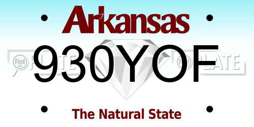 930YOF Arkansas License Plate