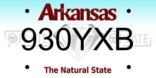 930YXB Arkansas License Plate