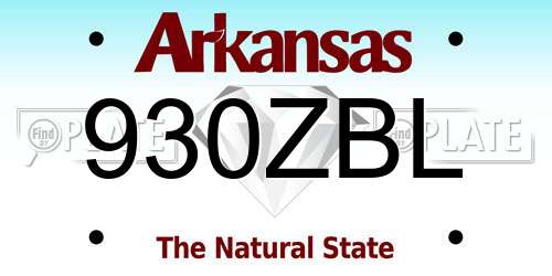 930ZBL Arkansas License Plate