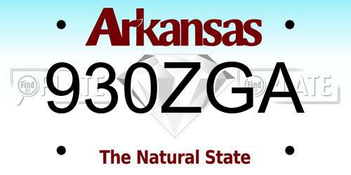 930ZGA Arkansas License Plate