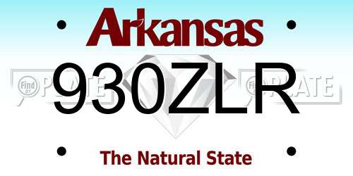 930ZLR Arkansas License Plate