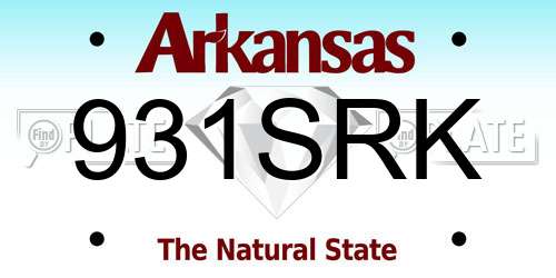 931SRK Arkansas License Plate
