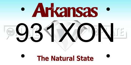 931XON Arkansas License Plate
