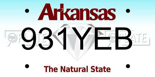 931YEB Arkansas License Plate