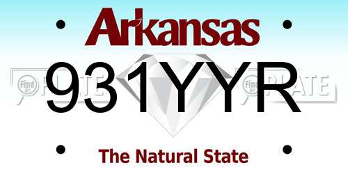 931YYR Arkansas License Plate