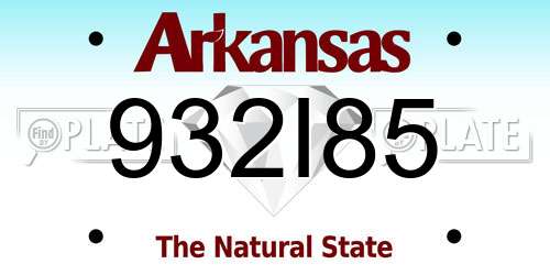 932I85 Arkansas License Plate