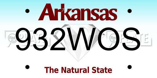 932WOS Arkansas License Plate