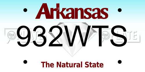 932WTS Arkansas License Plate