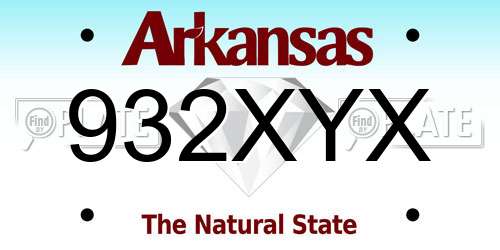 932XYX Arkansas License Plate