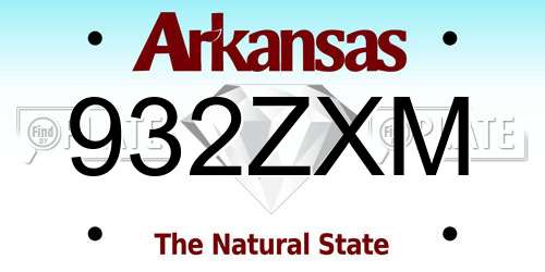 932ZXM Arkansas License Plate