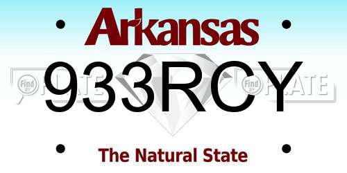 933RCY Arkansas License Plate