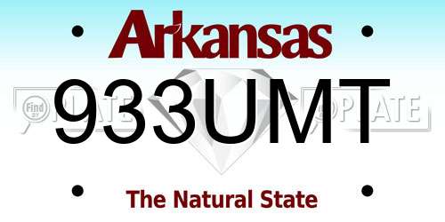 933UMT Arkansas License Plate