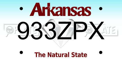933ZPX Arkansas License Plate
