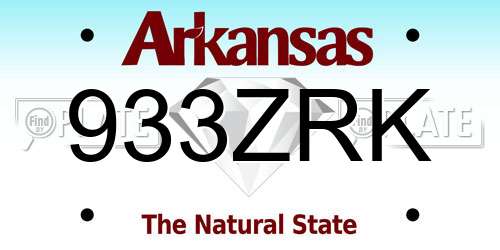 933ZRK Arkansas License Plate