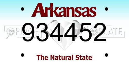 934452 Arkansas License Plate