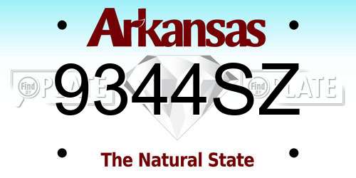 9344SZ Arkansas License Plate