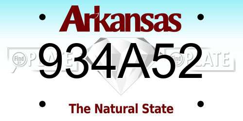 934A52 Arkansas License Plate