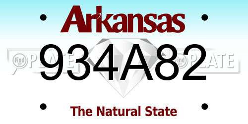 934A82 Arkansas License Plate