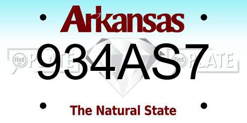 934AS7 Arkansas License Plate