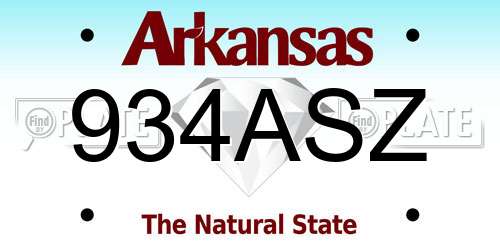 934ASZ Arkansas License Plate
