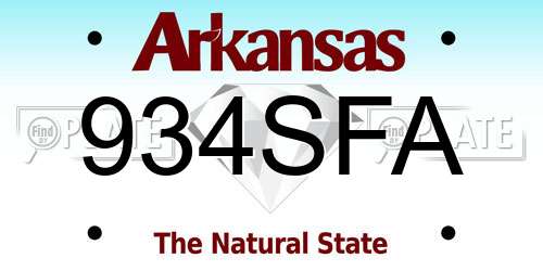 934SFA Arkansas License Plate