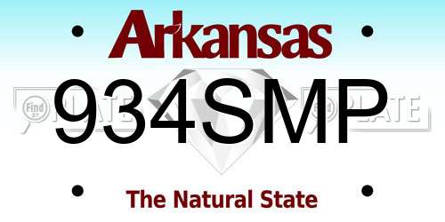 934SMP Arkansas License Plate