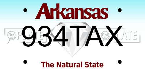 934TAX Arkansas License Plate
