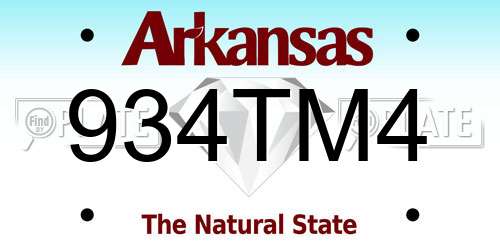 934TM4 Arkansas License Plate