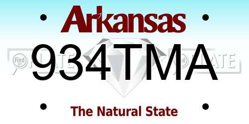 934TMA Arkansas License Plate