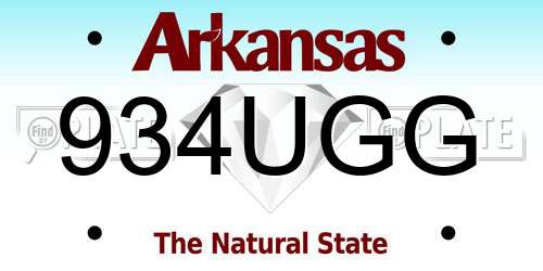 934UGG Arkansas License Plate