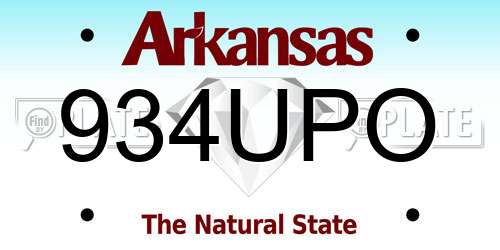 934UPO Arkansas License Plate