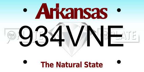 934VNE Arkansas License Plate