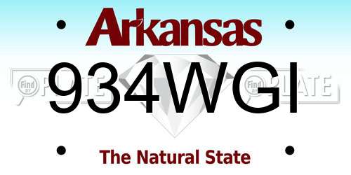 934WGI Arkansas License Plate