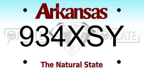 934XSY Arkansas License Plate