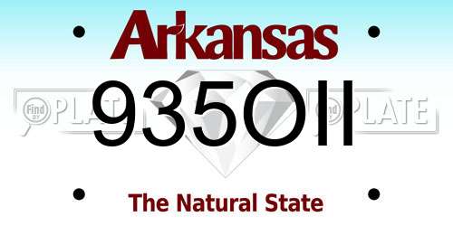 935OII Arkansas License Plate