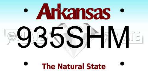 935SHM Arkansas License Plate