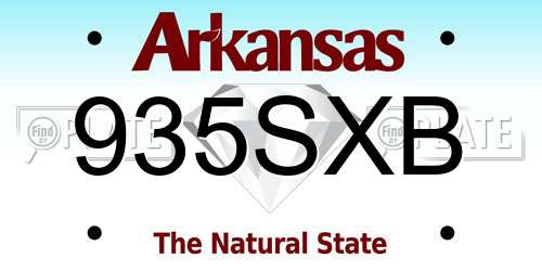935SXB Arkansas License Plate