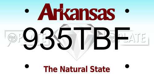 935TBF Arkansas License Plate