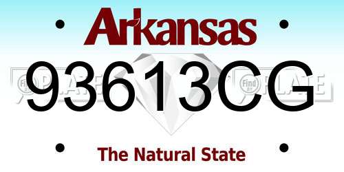 93613CG Arkansas License Plate