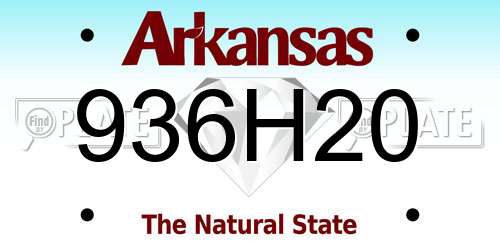 936H20 Arkansas License Plate