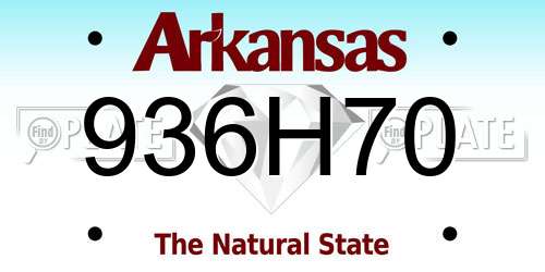 936H70 Arkansas License Plate