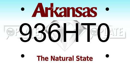 936HT0 Arkansas License Plate