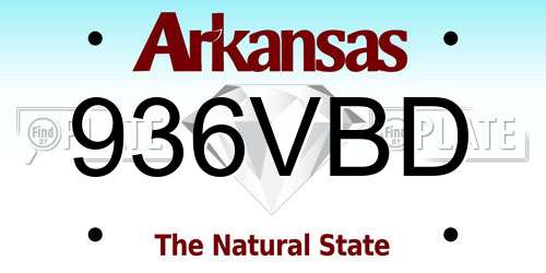 936VBD Arkansas License Plate