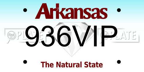 936VIP Arkansas License Plate