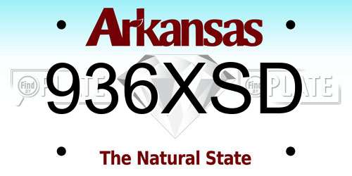 936XSD Arkansas License Plate