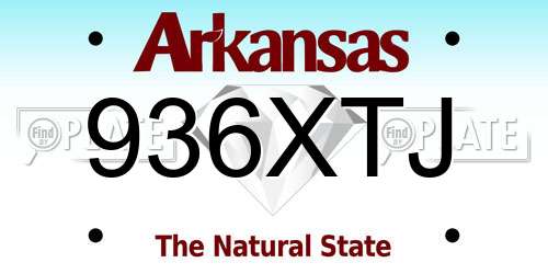 936XTJ Arkansas License Plate